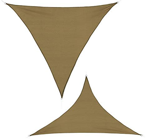 BB Sport Tenda Velo Sole 2.5m x 2.5m x 3.5m Cappuccino Triangolare Vela Sole Ombreggiante HDPE Protezione Solare UV 90% Parasole Giardino Esterni