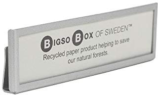 BIGSO 4er-Set Etikettenhalter – horizontaler Labelhalter zur Beschriftung von Boxen mit Deckel – Halterung zur einfachen Befestigung an Deckeln – mattsilberfarben