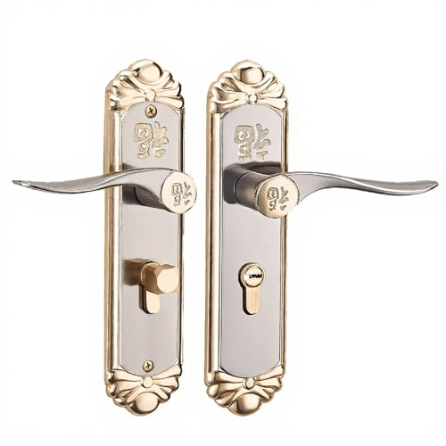 European Indoor Handle, European Simple Interior Wooden Door Lock Bedroom Door Lock Door Handle Lock Cylinder with Keys