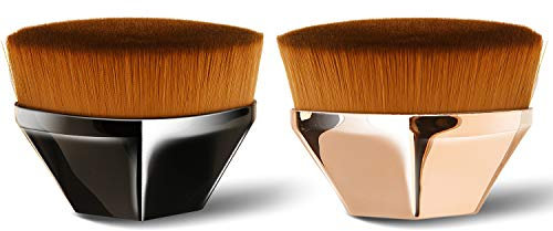 Endoto® 2 Stück Foundation Pinsel Make up Pinsel Kabuki Flat Top Gesicht Pinsel Blush Pinsel Foundation Wonder Brush zum Mischen von Flüssigkeit, Creme, Concealer Premium(Schwarz+Rosa)