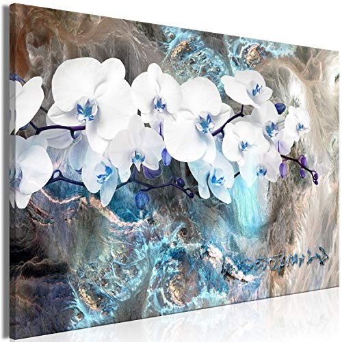 murando Quadro Fiori 90x60 cm 1 Pezzo - Stampa su Tela Canvas con Struttura - Quadri Moderni Camera da Letto - Murale Arte Decorazioni da Parete Immagini Decori - Orchidea Astratto blu b-A-0733-b-a