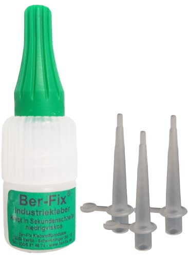 Ber-Fix Industriekleber Extra Stark Kunststoff 4g Sekundenkleber Set | 3 Dosierspitzen - Ideal für Metall, Kunststoff, Holz, Keramik - Wasserdicht und Hitzebeständig Für Saubere, Exakte Verklebungen