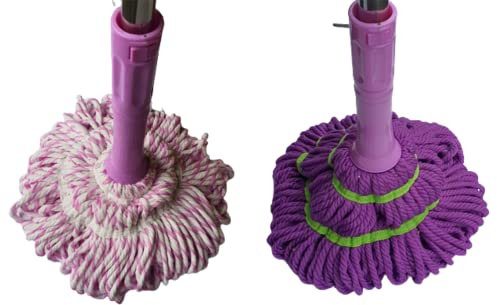Twist Mop 360 Degree Floor Mop [Only] Telescopic Stainless Steel Handle Easy Rotating Squeeze Mopping Neat and Compact Easy Self Wringing, [Bucket is not Included]