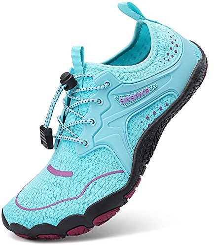 Sixspace Herren Damen Barfussschuhe Badeschuhe Wasserschuhe Strandschuhe Schwimmschuhe Aquaschuhe für Wassersport Outdoor Fitnessschuhe Trekking,Hellblau 38 EU