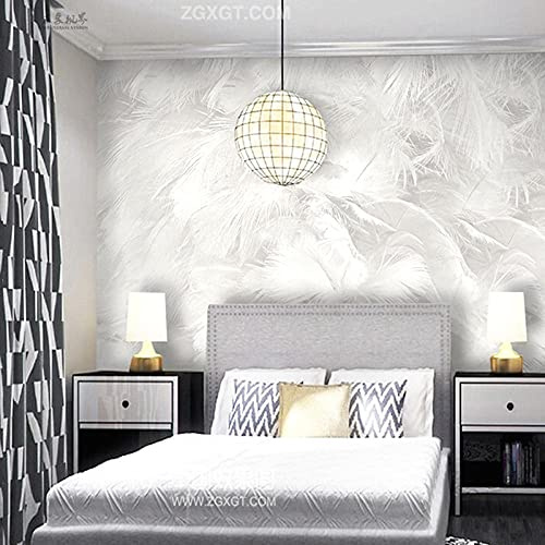 Nordic Wallpaper Style Simple Modern White Feather Living Room Bedroom Tv Background Wall Custom Mural Wallpaper Custom 3D Wallpaper Paste Living Room The Wall for bedroom-430cm×300cm