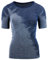 duParc Women's Active Wear Sportshirt, nahtlos, schnell trocknend, Melange-Effekt Yoga Shirt, Blau, Medium