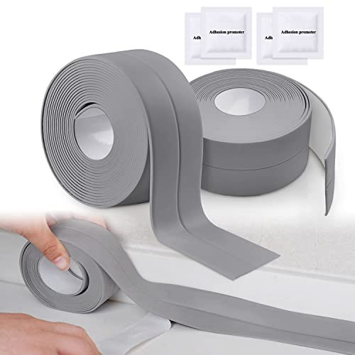 2 Rollen Selbstklebende Dichtband,Wasserdichtes Dichtungsband Benutzt für Küche Bad Badewanne Lücke in der Wand (grau)