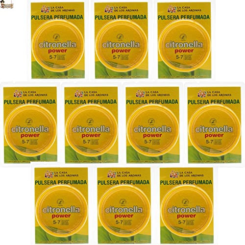 BricoLoco.com Pulsera citronela antimosquitos Adultos y niños. ¡¡Pack 10 uds.!! Repelente Anti Mosquitos con aceites Esenciales. Eficacia hasta 7 días. Interior o Exterior. Diámetro 63 mm. (10)
