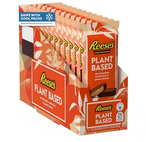 REESE'S Vegetable Based Oat Chocolate Confectionery and Peanut Butter Cups Vegan 40ml (Pack of 12)
