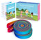 Cikyner Gummitwist Kinder Set，2 Stück Hüpfgummi 4m lang 1.5cm weit Gummi Twist mit Anleitung Polyester-Latex Regenbogen Band für Kinder Hüpfspiele drinnen und draußen, Mädchen & Jungs