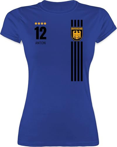 Shirt Damen - 2026 Fussball WM Fanartikel - Deutschland Germany Trikot Style - L - Royalblau - Deutschland-t-Shirt em Trikots fußball deutsche Funshirts für Frauen Deutschland. Tshirt em-Trikots