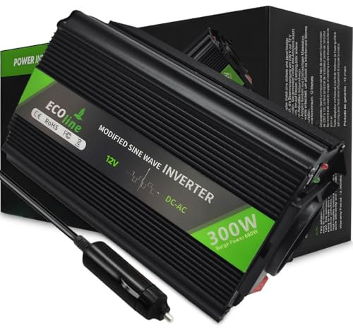 EcoLine - Inversor 12V a mechero 220V / 230V - Potencia 300w / 600w - Seno Modificado - Inversor de Coche - Enchufe - Cargador de Coche.