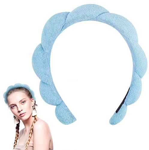 URAQT Cerchietti, Cerchietto Bombato Donna Spa Headband, Fasce Imbottite Cerchietti per Capelli Donna Eleganti con Trama di Torsione, Decorazione di Festa e Quotidiana, Blu
