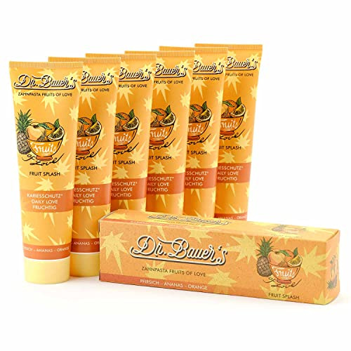 Dr. Bauer's Fruits of Love Fruit Splash Zahnpasta, Zahncreme, 6er Pack | mit tollen Geschmacksrichtungen