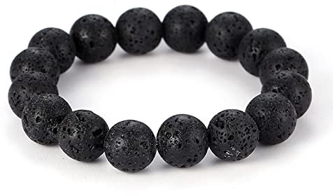 Armband Perlen Damen, Lava Armband Damen Schwarz 6mm 8mm 10mm 12mm14mm Lava Perlenarmbänder Edelstein Armband 19cmx8mm