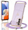 Micoden Handykette kompatibel mit Samsung Galaxy A14 5G,Ultra dünn Kameraschutz Herz Love Design Galvanik TPU Silikon Bumper Kordel zum Umhängen Handyhülle mit Band Schutzhülle,Lila