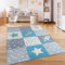 Paco Home Teppich Kinderzimmer Kinderteppich Spielteppich Kurzflor rutschfest Krone Herzen Punkte Sonne Regenbogen Buchstaben, Grösse:80x150 cm, Farbe:Blau 2