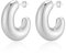MESOVOR Gold Klobige Creolen Ohrringe für Damen und Mädchen, 18 Karat Vergoldete Leichte Hohle Dicke Offene Kreolen Ohrringe Schmuck Geschenke (Silber-02)