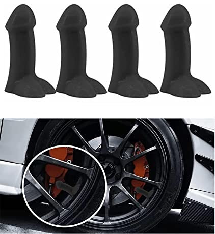 4 Stück schwarze Streich-Reifenventilkappen, lustig, luftdicht, staubdicht, universell für Autos, SUVs, Fahrräder, LKWs und Motorräder, Auto-Rad-Reifen, Außenzubehör-Set