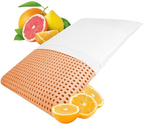 MaxxGoods Nackenstützkissen mit Zitrus Duft + 100% Baumwollbezug - Duftkissen Viscoelastischer Thermo Soft Schaum - orthopädisches Kopfkissen Ergonomisch, Atmungsaktiv, Antiallergisch (73x43x13,8cm)