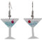 Cocktail glass earrings. Blue martini.