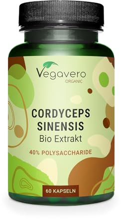 Bio Cordyceps sinensis | 650 mg CS-4 Extrakt (20:1) | 40% Polysaccharide | Ohne Zusätze | Deutsche Produktion von Vegavero | 60 Kapseln