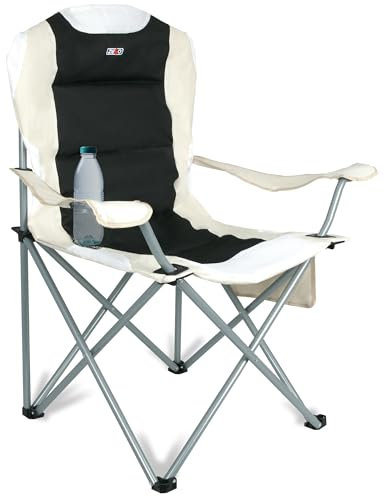 ZENO Camping Chair | Folding Camping Chairs for Adults with Padded Backrest, Cup Holder and Side Storage Pocket | Heavy Duty Portable Chair with Strong Steel Frame for Camping, Festivals, Outdoor