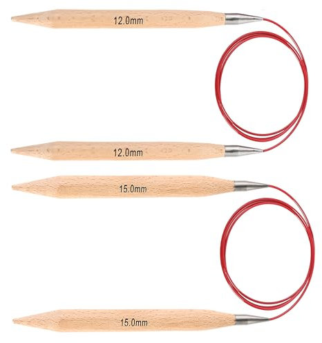 Yarniss Circular Knitting Needles 12.0mm 15.0mm, Beech Wood Blanket Knitting Needle with Cable 29 Inch