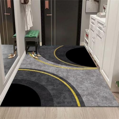 Pinterest Deko Room Decoration Aesthetic Deko Wohnzimmer Tischdeko Grauer Teppich halbrundes Muster Dekoration gelbe Kurve Dekoration waschbar 130X190cm Orientalische Deko 4ft 3.2''X6ft 2.8''