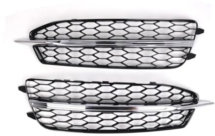 WOLWES Front Gitter Auto Frontstoßstange Nebelscheinwerfer Gitter Honeycomb Hex Grill Abdeckung Glanz Schwarz Für Audi A6 C7 S Line S6 2011 2012 2013 2014(Color:1 UK)