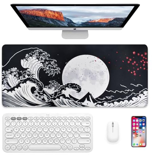 Tolenre Mouse Pad Gaming Large Desk Pad Washable Keyboard Pad Laptop Desk Mat, Extended Large Desk Pad, Anti-Fray Stitched Edges, Non-Slip Rubber Base, Large Mouse Pad for Office & Home (black)