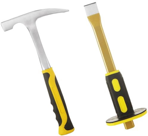 CertBuy Geologie-Stein-Hammer-Set, Stahl-Geologen-Hammer mit spitzer Spitze und stoßdämpfendem Griff für Bergbau, 2 Stück