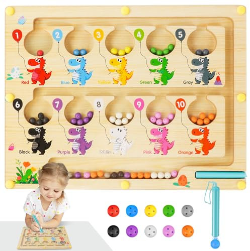Ainiv Magnetspiel Labyrinth, Farben Lernen Sortierspiel, Montessori Spielzeug ab 3 Jahre Holzspielzeug Motorikspielzeug Lernspielzeug Pädagogisches Spielzeug ab 3 4 5 6 7 Jahre Kinder Jungen Mädchen
