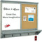 Umtiti Wandmontiertes Whiteboard und Korktafel mit Haken, Whiteboard und Pinnwand-Kombination, massives Kiefernholz, Vintage-Rahmen, 45 x 60 cm (ZSB-4560GY)