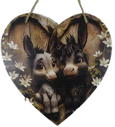 Generisch Wandbild oder Fensterbild Herz verliebte Esel 20 cm Ø Bild Schild Deko MU J109