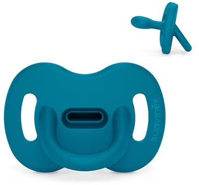 Suavinex, Sucette Tout Silicone, pour Bébé 6/18 Mois, avec Tétine Symétrique SX Pro, Réversible, Super Douce et Souple, Idéal pour Dormir, Respecte le Développement Buccodentaire, Deep Ocean
