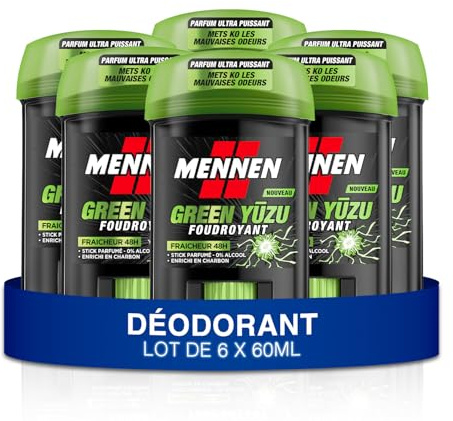 Mennen - Deostick für Herren, groß, Frische 48 Stunden, Green Yuzu ohne Alkohol, 6 x 60 ml