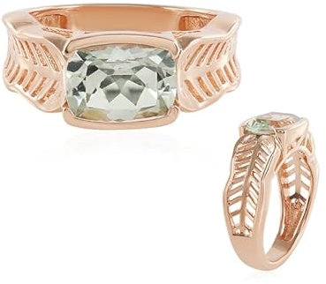 Cavill Grüner Amethyst Ring 1,945 Karat Antik Schliff 925er Sterling Silber Rosévergoldet, Moderner Eleganter Damenring mit Edelstein, Stilvoll und Zeitlos aus der MONOSONO Collection