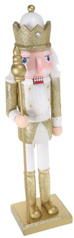 Ciieeo Wooden Christmas Nutcracker Figure Holiday Nutcracker Soldier for Desktop and Shelf Display Gold Decoration