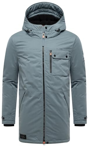 STONE HARBOUR Herren warmer langer Wintermantel mit Kapuze Fintaan XX S-3XL