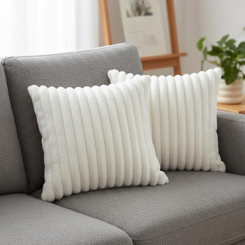 JazRvr 2 Stück Kissenbezug 40x40, Kissenhüllen, Dekokissen, Dick, Weich, Komfortabel,Flauschige Kissen für Wohnzimmer, Plußiges Material, Waschbar, Heimdekoration(Weiß)