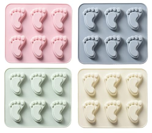 HOLIDYOYO 4 Stück Silikon Fußabdruck Form als Umweltfreundliche Kuchenform und Backform mit Kreativem Design für Haus und Langanhaltende Nutzung Zufällige Farbe