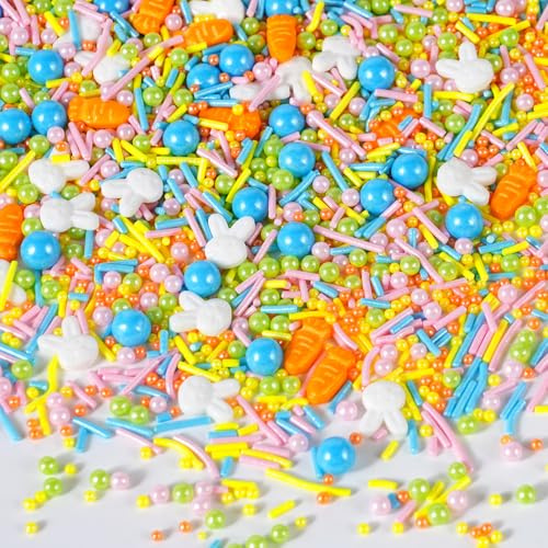 Osterstreusel Mix FrühlingsFlitzer – 120g Hase Karotten bunte Kuchenstreusel für Blumendeko auf Kuchen, Torten & Cupcakes – Tortendeko-Blumen, essbare Tortendeko