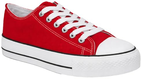 Women's Canvas Platform Low Top Trainers Lace Up Comfort Sneakers with Toe Cap Chunky Outsole