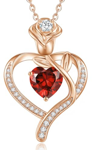 CDE Kette für Damen Rosegold Herz Schmuck 925 Sterling Silber Geschenke | Geburtstags Geschenk für Frauen Freundin mit Schmuck Geburtstag Weihnachten Valentinstag Muttertag Mama Hochzeit Jubiläum