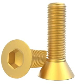 SHENGG M3 M4 M5 M6 M8 M10 M12 Senkkopf-Sechskantschraube aus Messing, Kupfer 7991 Kupfer-Sechskantschraube mit flachem Kopf(M6x20)