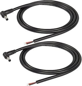 2 Pack DC Verlängerungskabel 90 Grad Hohlstecker 5,5 x 2,5 mm auf 5,5 x 2,1 mm Adapter Rechtwinkliger Stromkabel Stecker für LED Streifen Monitor Kamera 12 Volt Kabel Lampenkabel Schwarz