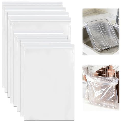 8 Pieces 2 Size No Scrub Oven Rack Cleaning Bags, 0.2 mm Thicken Oven Rack Soaking Bags, Large Reusable Clear Reclosable Storage Pouches for Grill Grates (8Pcs)