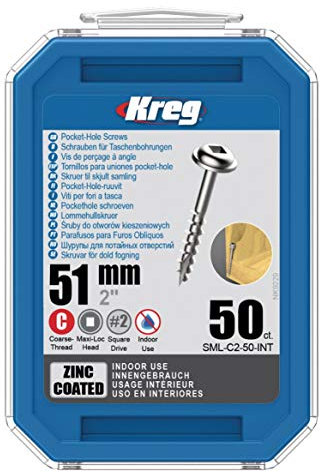 KREG Pocket-Hole Linsenkopfschraube 51 mm 50 Stk (SML-C2-50) Vierkantantrieb Teilgewinde Grobgewinde selbstschneidend verzinkt