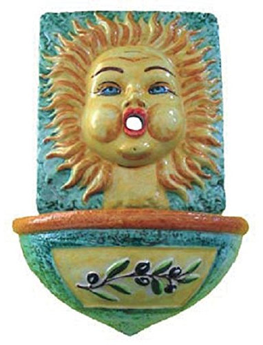 FONTANA A MURO IN CERAMICA ARTISTICA DIPINTA A MANO; ALTEZZA CM. 64, LARGHEZZA CM. 37.